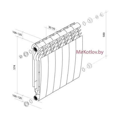 Биметаллический радиатор Royal Thermo BiLiner 500 Silver Satin (1 сек)