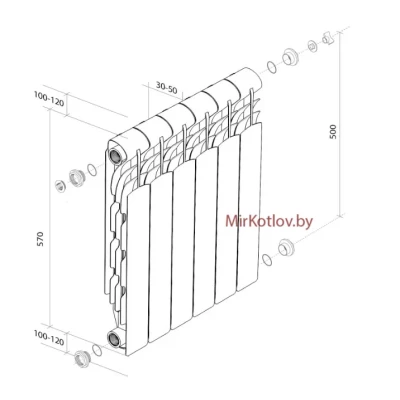 Алюминиевый радиатор Royal Thermo Revolution 500 (8 сек)