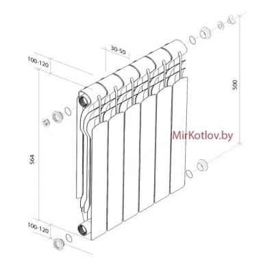 Биметаллический радиатор Royal Thermo Revolution Bimetall 500 (1 сек)