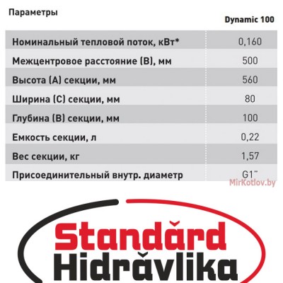 Биметаллический радиатор Standard Hidravlika Dynamic 100 (500/100) фото 4