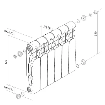Алюминиевый радиатор Royal Thermo Revolution 350 (4 сек)