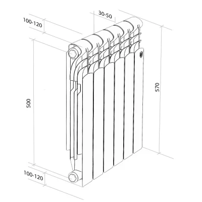 Алюминиевый радиатор Royal Thermo Revolution 500 (8 сек)