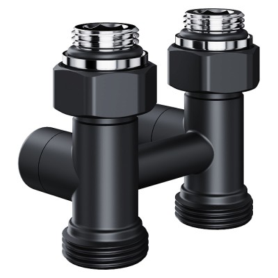 Узел нижнего подключения Royal Thermo Design прямой 1/2"х3/4" EK (черный) фото 1