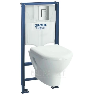 Унитаз подвесной Vitra Zentrum в комплекте с инсталляцией Grohe Rapid SL и сиденьем для унитаза Lucy New 38772001+5785B003-0075+801-003