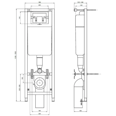 Инсталляция для унитаза Ideal Standard W370567 с клавишей смыва W3708AA хром Инсталляция для унитаза Ideal Standard W370567 с клавишей смыва W3708AA хром