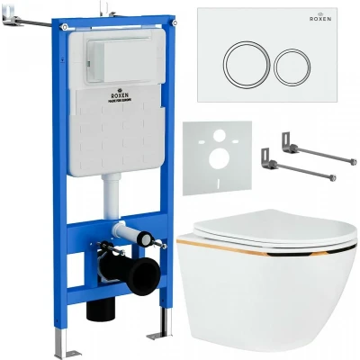 Комплект инсталляции Roxen StounFix Slim 728092 клавиша белый глянец