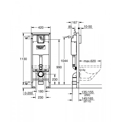 Инсталляция Grohe Rapid SL для подвесного унитаза (38713001)