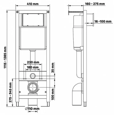 Инсталляция для унитаза Berges Atom 410 с белой кнопкой 040333 Инсталляция для унитаза Berges Atom 410 с белой кнопкой 040333