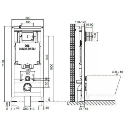 Комплект инсталляции Oli 80 механическая(600151) и клавиша Iplate белая(670001)