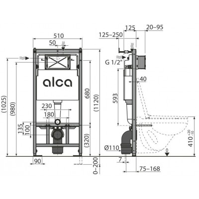 Инсталляция для унитаза Alcaplast Sadroмodul AM101/1120-BL-01 фото 1