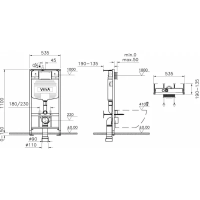 Унитаз подвесной Vitra S20 L-box 9004B003-7207 инсталляция с клавишей, унитазом и сиденьем Унитаз подвесной Vitra S20 L-box 9004B003-7207 инсталляция с клавишей, унитазом и сиденьем