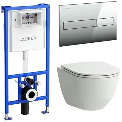 Инсталляция с унитазом Laufen Pack Pro Rimless 869966000000R с сиденьем и клавишей