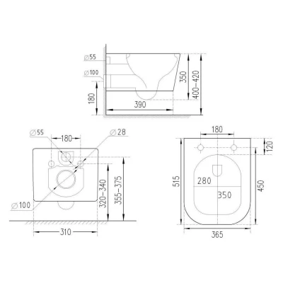Комплект инсталляции с унитазом Roxen StounFix Slim 543879 Комплект инсталляции с унитазом Roxen StounFix Slim 543879