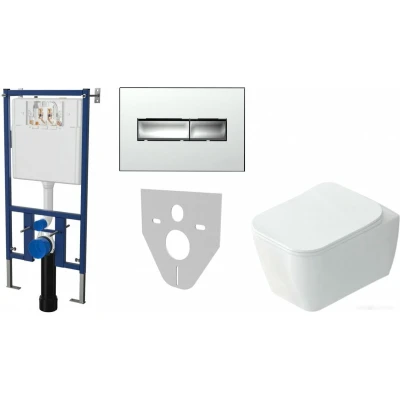 Инсталляция Eccellenza Tecnica с кнопкой хром и унитазом Idevit Halley Rimless Инсталляция Eccellenza Tecnica с кнопкой хром и унитазом Idevit Halley Rimless