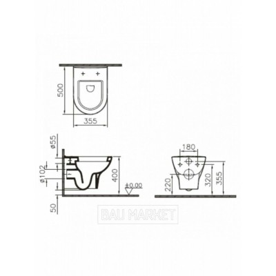 Унитаз подвесной Vitra Zentrum в комплекте с инсталляцией Grohe Rapid SL и сиденьем для унитаза Lucy New 38772001+5785B003-0075+801-003 фото 3