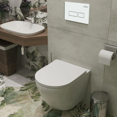 Инсталляция для подвесного унитаза Roxen StounFix Slim 710200 с клавишей смыва Caspia 410280W