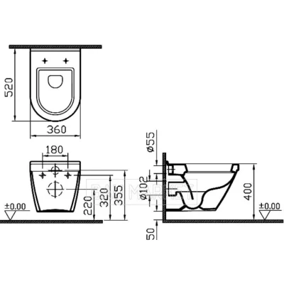 Унитаз подвесной Vitra S50 в комплекте с инсталляцией Grohe Rapid SL и сиденьем Lucy New D121S163K Унитаз подвесной Vitra S50 в комплекте с инсталляцией Grohe Rapid SL и сиденьем Lucy New D121S163K