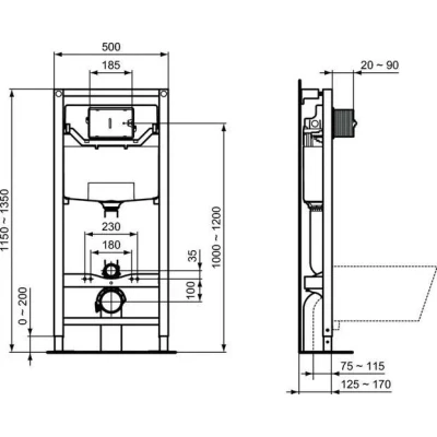 Инсталляция с унитазом Ideal Standard Air Connect Aquablade E212101 Инсталляция с унитазом Ideal Standard Air Connect Aquablade E212101