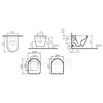 Комплект Vitra L-box Integra Rimex: унитаз+инсталляция+кнопка+ сиденье