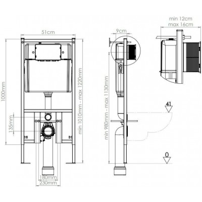 Инсталляция Eccellenza Tecnica с кнопкой хром и унитазом Grohe Lecico Perth фото 3