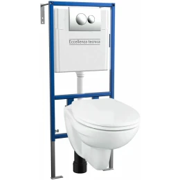 Инсталляция Eccellenza Tecnica с кнопкой хром и унитазом Grohe Lecico Perth