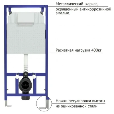 Инсталляция для унитаза Berges Novum F2 с хром матовой кнопкой 040252 Инсталляция для унитаза Berges Novum F2 с хром матовой кнопкой 040252