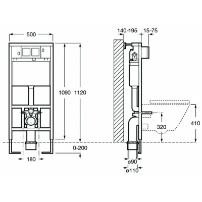 Инсталляция Roca Duplo WC 890090020 для подвесного унитаза Инсталляция Roca Duplo WC 890090020 для подвесного унитаза