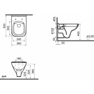 Унитаз подвесной Vitra S20 L-box 9004B003-7207 инсталляция с клавишей, унитазом и сиденьем Унитаз подвесной Vitra S20 L-box 9004B003-7207 инсталляция с клавишей, унитазом и сиденьем