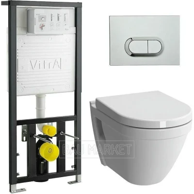 Унитаз подвесной Vitra S50 Rim-ex в комплекте с инсталляцией и сиденьем "микролифт"