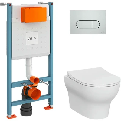 Комплект унитаз Vitra Zentrum Round с инсталляцией L-Box, клавишей смыва и сиденьем