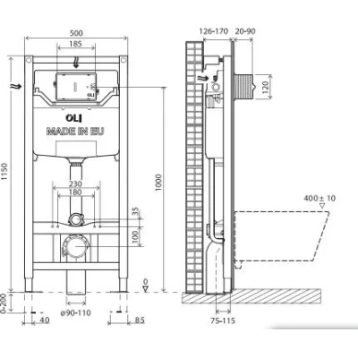 Комплект инсталляции Oli 120 Plus 099949 + подвесной унитаз Creavit Free + кнопка смыва IPLATE 670001