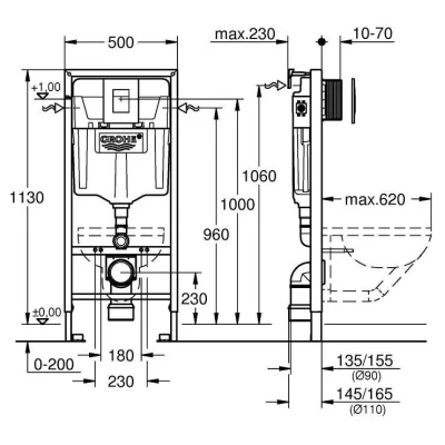 Инсталляция для подвесного унитаза Grohe Rapid SL 3 в 1 38772001 Инсталляция для подвесного унитаза Grohe Rapid SL 3 в 1 38772001