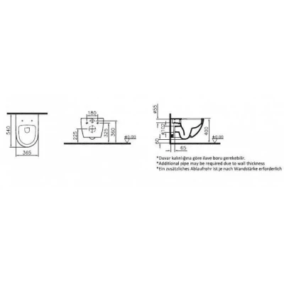 Унитаз подвесной Vitra Sento L-Box 9830B003-7207 инсталляция с клавишей, унитазом и сиденьем