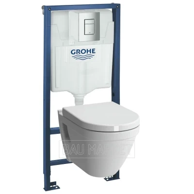 Унитаз подвесной Vitra S50 в комплекте с инсталляцией Grohe Rapid SL и сиденьем Lucy New D121S163K Унитаз подвесной Vitra S50 в комплекте с инсталляцией Grohe Rapid SL и сиденьем Lucy New D121S163K