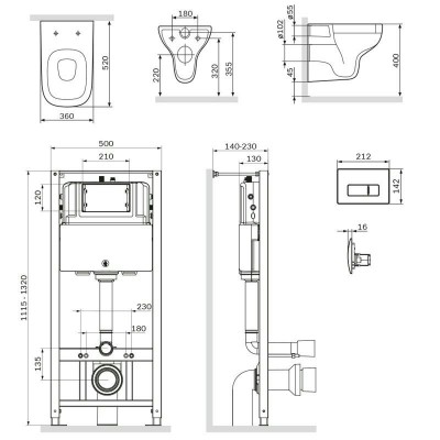 Инсталляция Am.Pm Like IS48001.801700 с безободковым унитазом Like FlashClean, клавиша Pro M фото 7