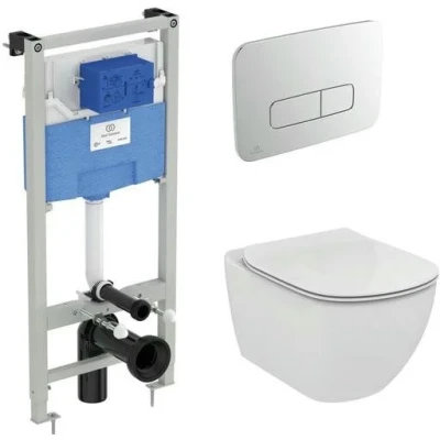 Инсталляция с унитазом Ideal Standard Tesi Aquablade + кнопка Oleas M3 хром Инсталляция с унитазом Ideal Standard Tesi Aquablade + кнопка Oleas M3 хром