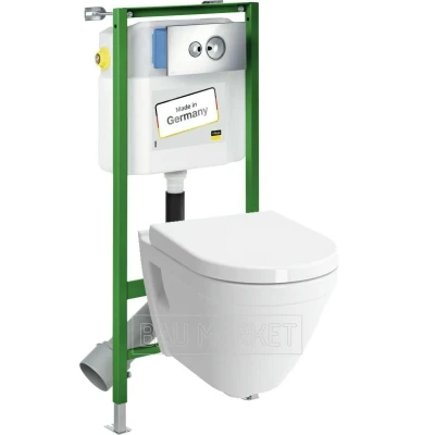 Унитаз подвесной Vitra S50 Rim-ex в комплекте с инсталляцией Viega Eco и сиденьем Lucy New