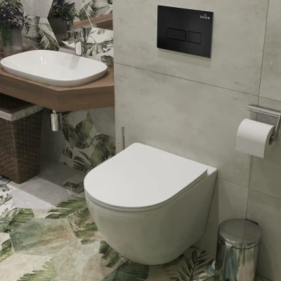 Инсталляция для подвесного унитаза Roxen StounFix Slim 710200 с клавишей смыва Caspia 410280B Инсталляция для подвесного унитаза Roxen StounFix Slim 710200 с клавишей смыва Caspia 410280B