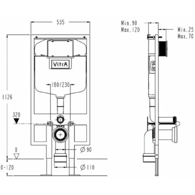 Инсталляция Vitra 742-5800-01 в комплекте с кнопкой 740-0480, 700-1873