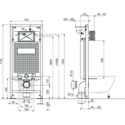 Комплект Deante Peonia Zero 6 в 1 унитаз с инсталляцией CDEA6ZPW (кнопка белая)