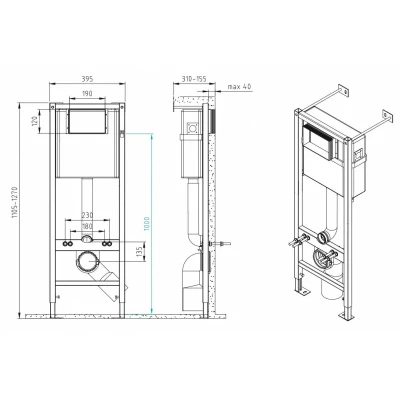 Инсталляция для подвесного унитаза Cersanit Vector S-IN-MZ-VECTOR Инсталляция для подвесного унитаза Cersanit Vector S-IN-MZ-VECTOR
