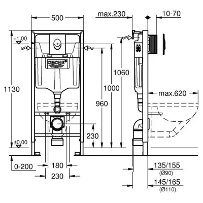 Инсталляция для подвесного унитаза Grohe Rapid SL 3 в 1 38721001 Инсталляция для подвесного унитаза Grohe Rapid SL 3 в 1 38721001
