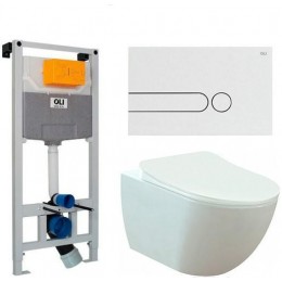 Комплект инсталляции Oli 120 Plus 099949 + подвесной унитаз Creavit Free + кнопка смыва IPLATE 670001