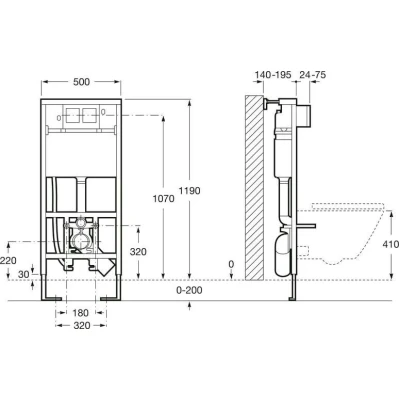 Инсталляция Roca In-Wall Smart Duplo WC 890090800 для подвесного унитаза Инсталляция Roca In-Wall Smart Duplo WC 890090800 для подвесного унитаза