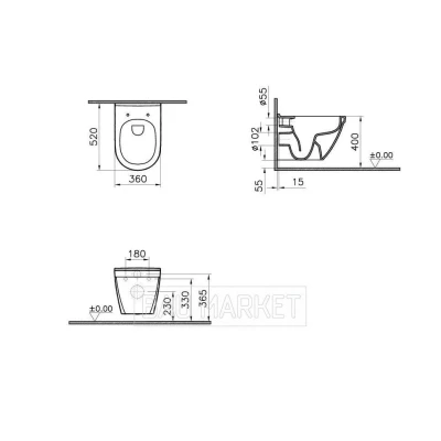 Унитаз подвесной Vitra S50 Rim-ex в комплекте с инсталляцией Viega Eco и сиденьем Lucy New