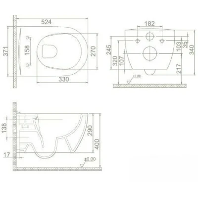 Комплект Cerastyle Alca инсталляции с унитазом и клавишей HC00206PN0 SC00501S50003012 + AM101/1120 + M570