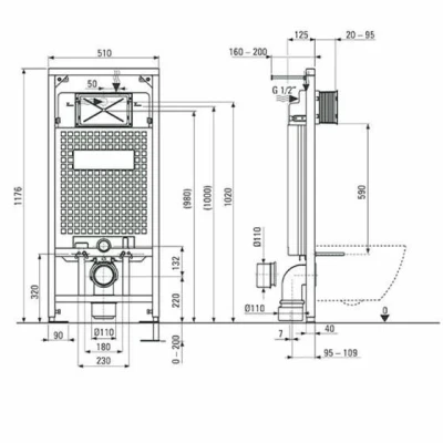 Инсталляция для подвесного унитаза Deante CST_X50S