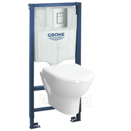 Унитаз подвесной Vitra Zentrum в комплекте с инсталляцией Grohe Rapid SL и сиденьем для унитаза Lucy New 38772001+5795B003-0075+801-003