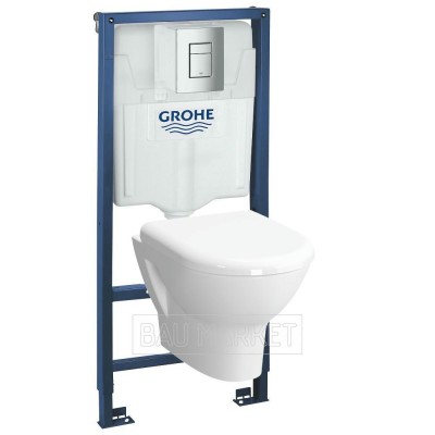 Купить Унитаз подвесной Vitra Zentrum в комплекте с инсталляцией Grohe Rapid SL и сиденьем для унитаза Lucy New 38772001+5795B003-0075+801-003 