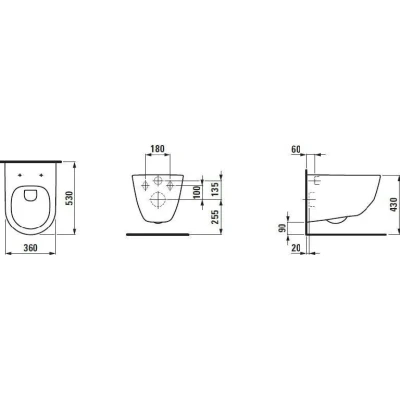 Инсталляция с унитазом Laufen Pack Pro Rimless 869966000000R с сиденьем и клавишей